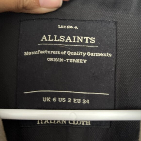 All Saints Green Brown Balfern Biker Suede Jacket Size US 2 MISSING BELT - Picture 2 of 6